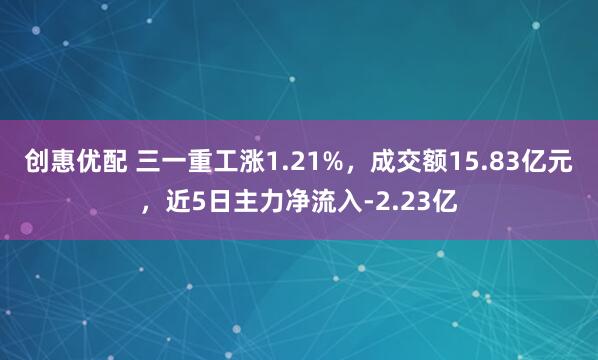 创惠优配 三一重工涨1.21%，成交额15.83亿元，近5日主力净流入-2.23亿
